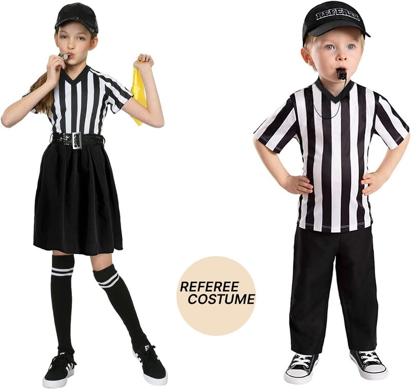 Thapower Children Referee Shirt Costume Kids Youth Black and White Stripe Boy Girls Toddler Ref Jersey - Image 2